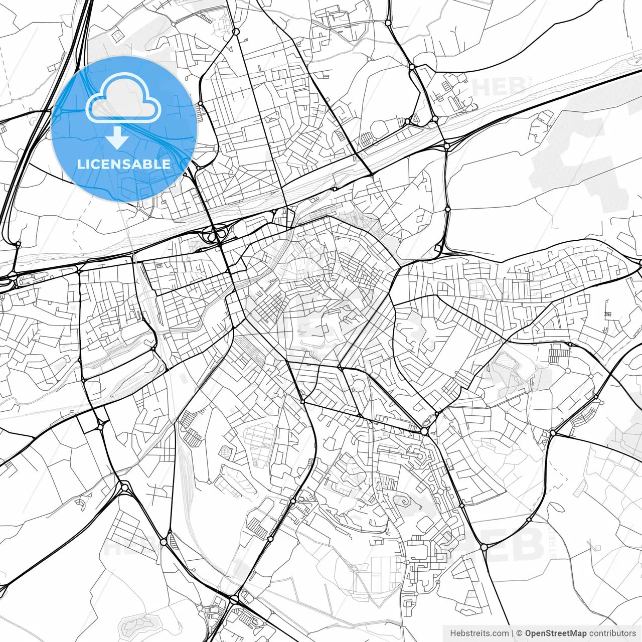Vector PDF map of Perpignan, France