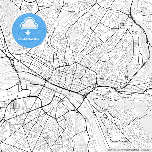Vector PDF map of Rouen, France