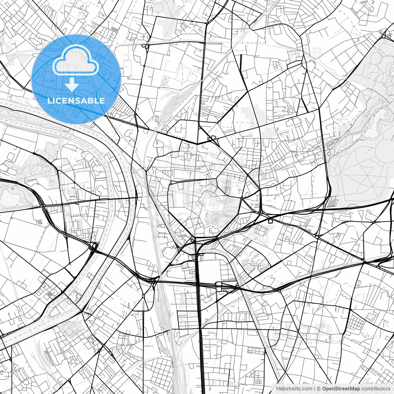 Vector PDF map of Saint-Denis, France