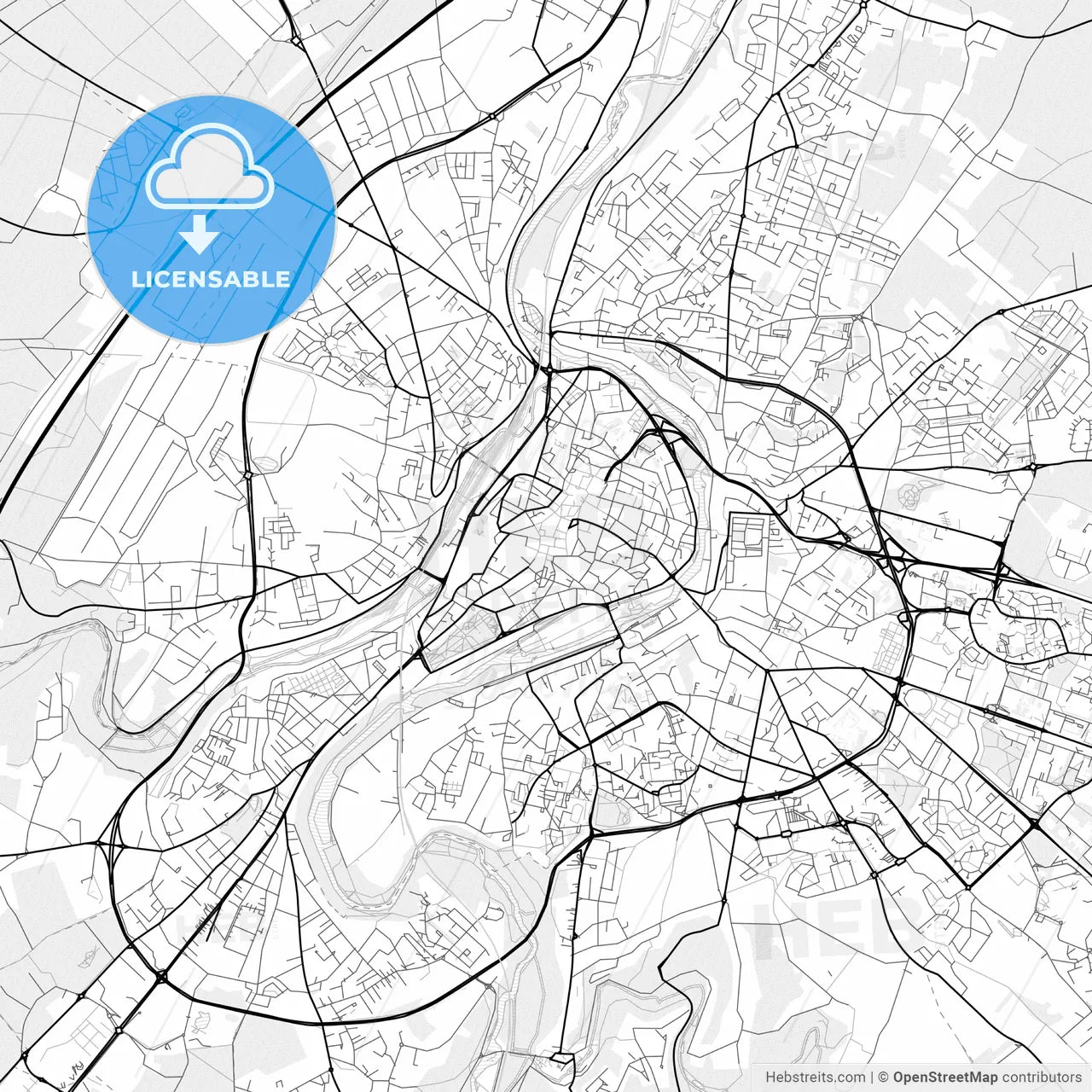 Vector PDF map of Poitiers, France