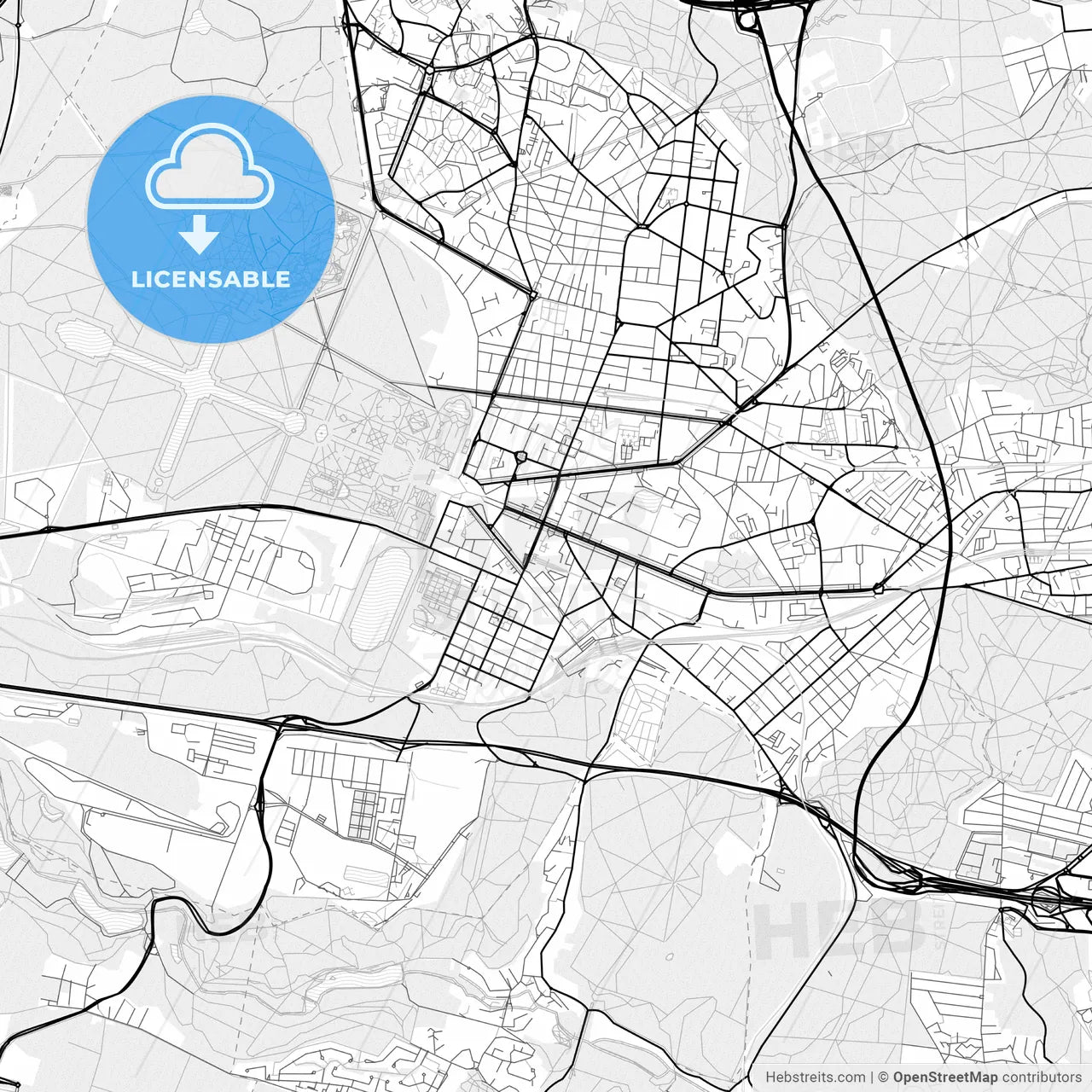 Vector PDF map of Versailles, France
