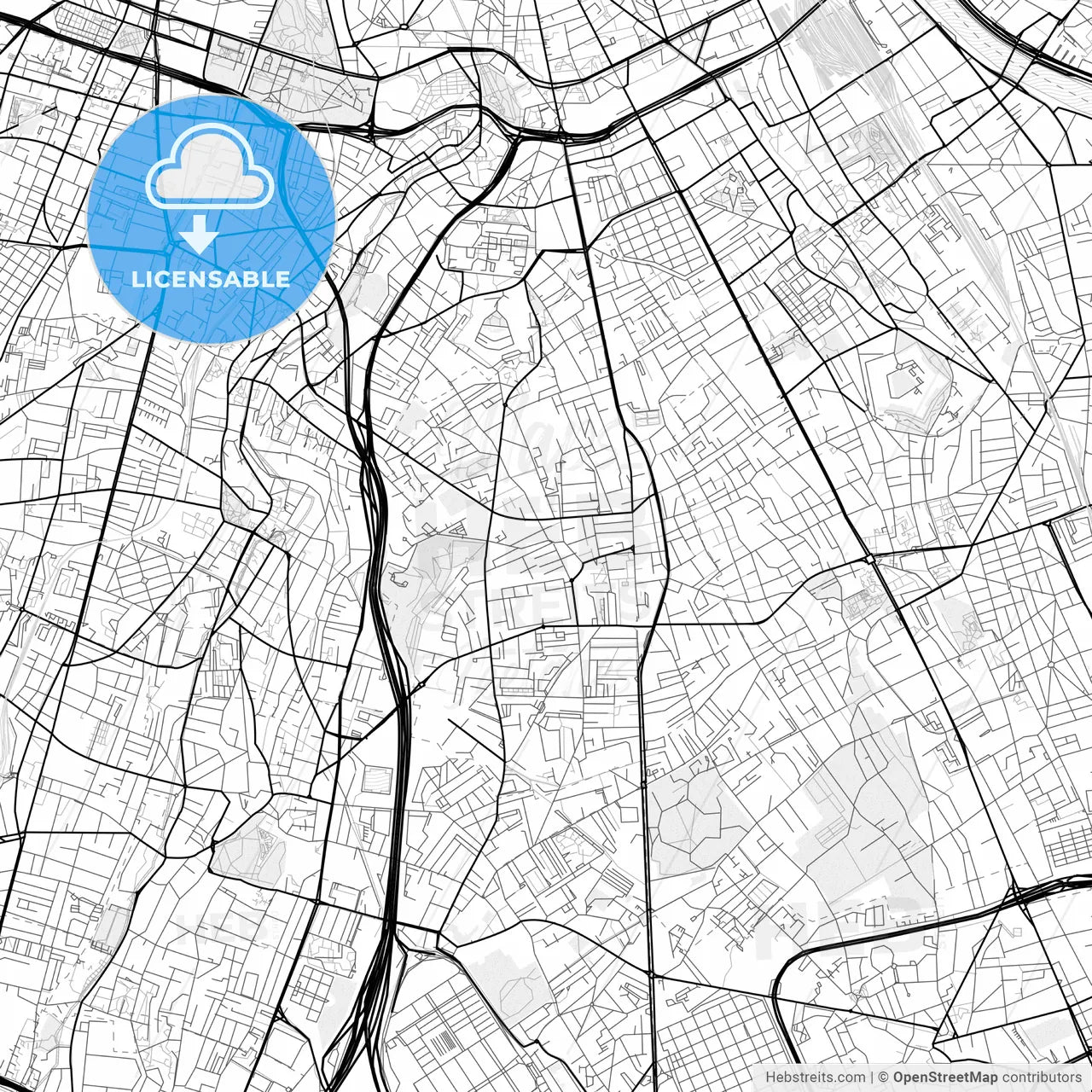 Vector PDF map of Villejuif, France