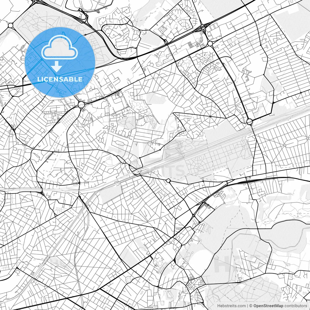 Vector PDF map of Sevran, France