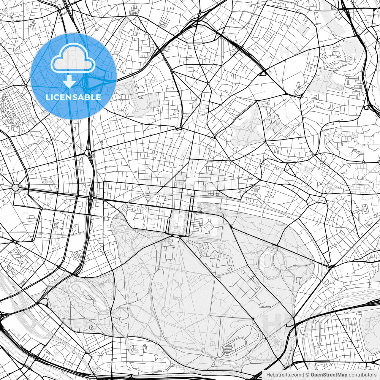 Vector PDF map of Vincennes, France