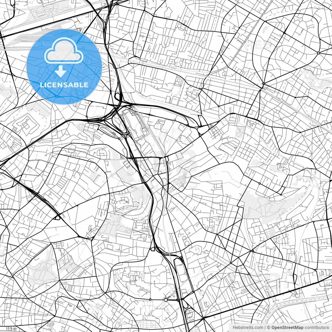 Vector PDF map of Rosny-sous-Bois, France