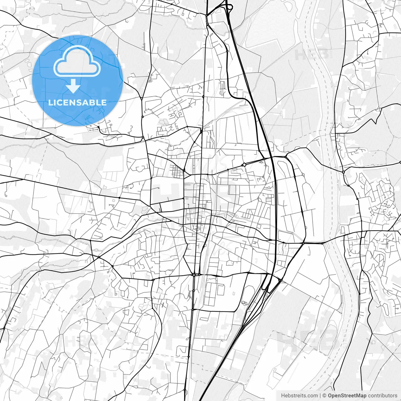 Vector PDF map of Villefranche-sur-Saône, France