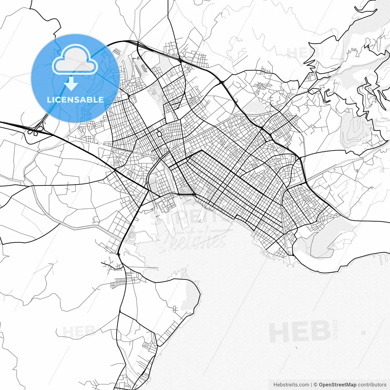 Vector PDF map of Volos, Greece