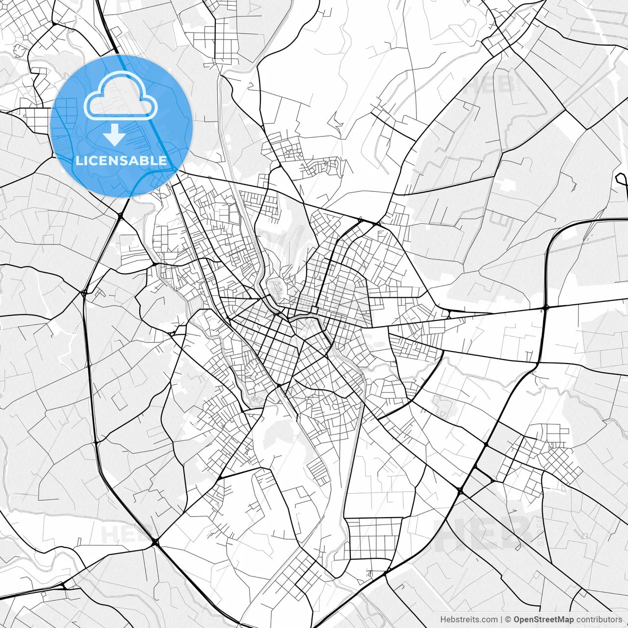 Vector PDF map of Trikala, Greece