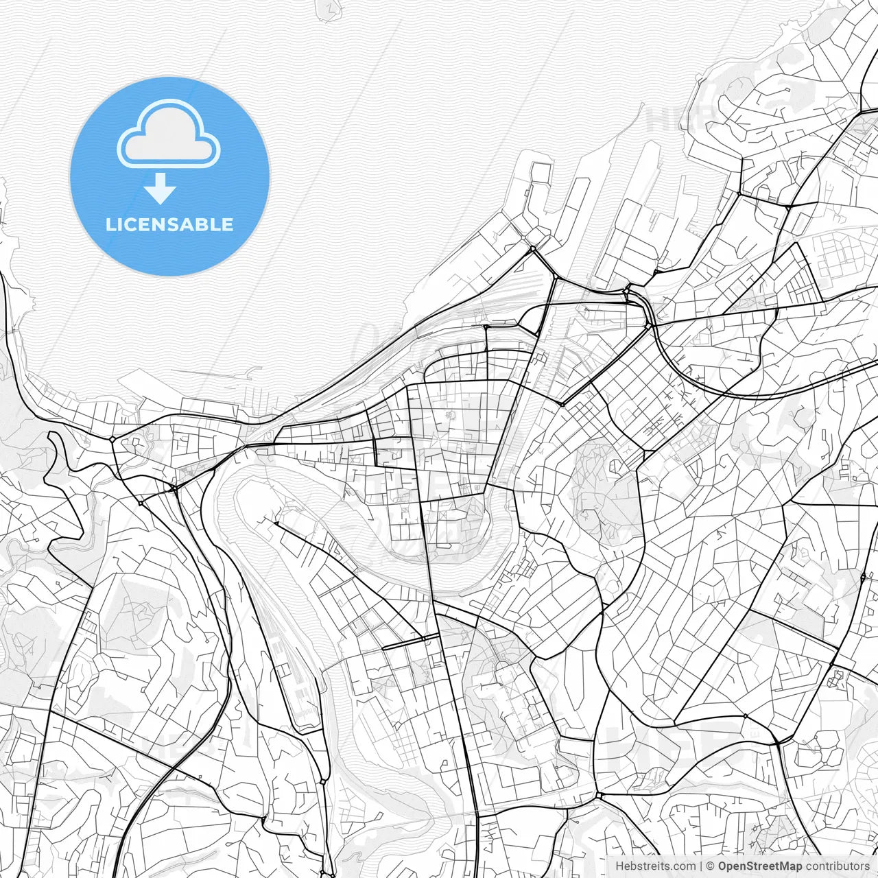 Vector PDF map of Trondheim, Norway