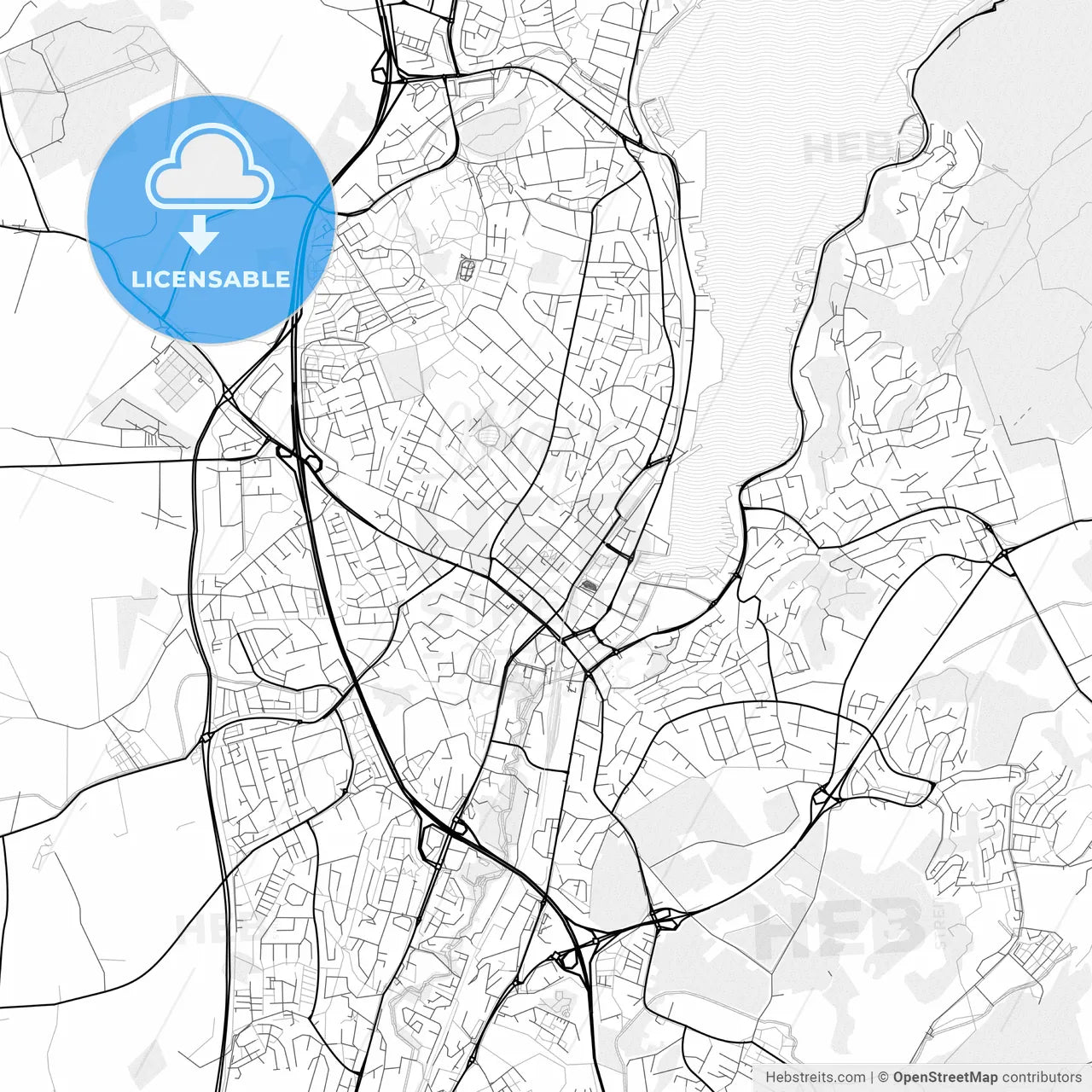 Vector PDF map of Sandnes, Norway