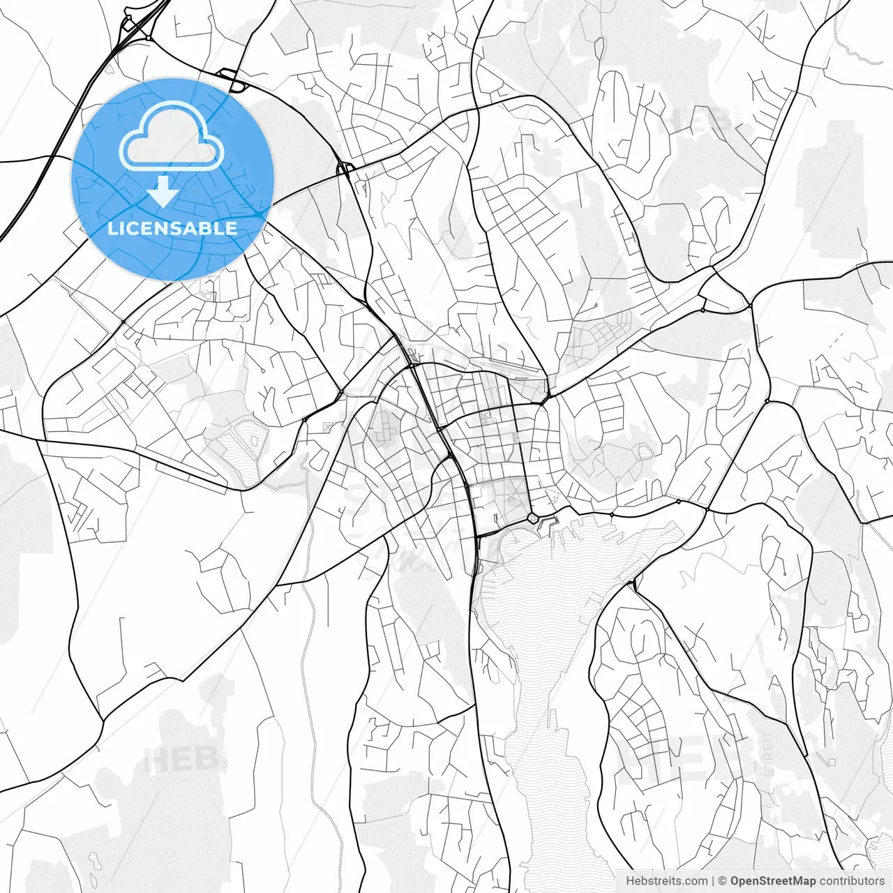 Vector PDF map of Sandefjord, Norway