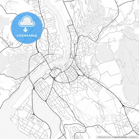 Vector PDF map of Porsgrunn, Norway