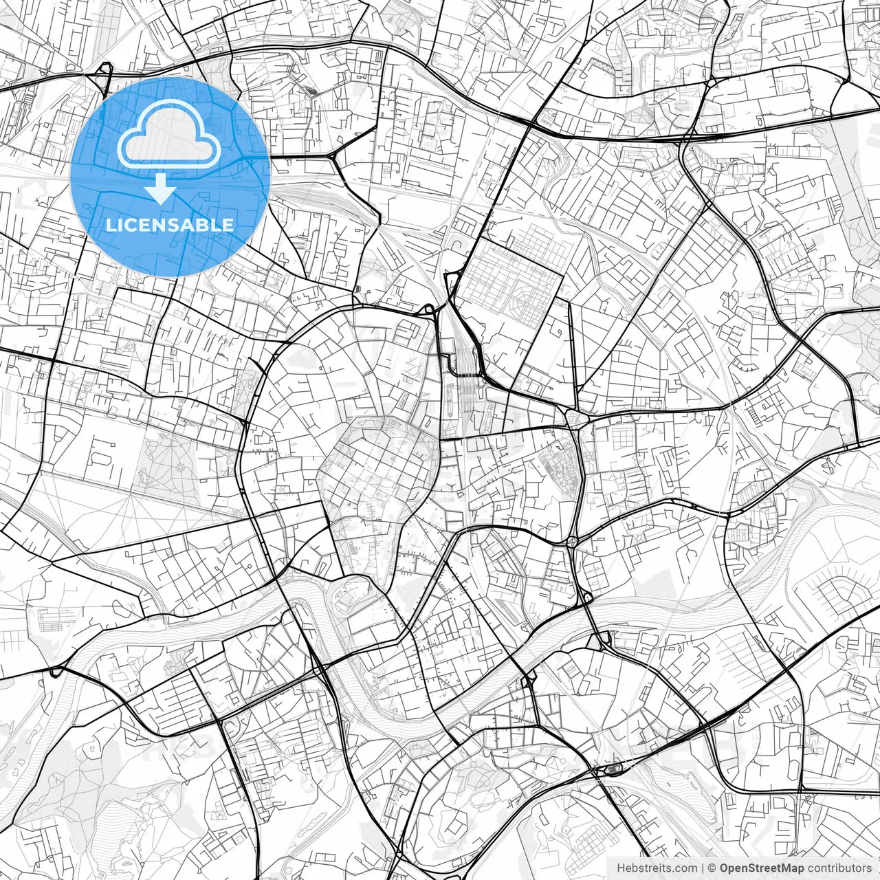 Vector PDF map of Kraków, Poland