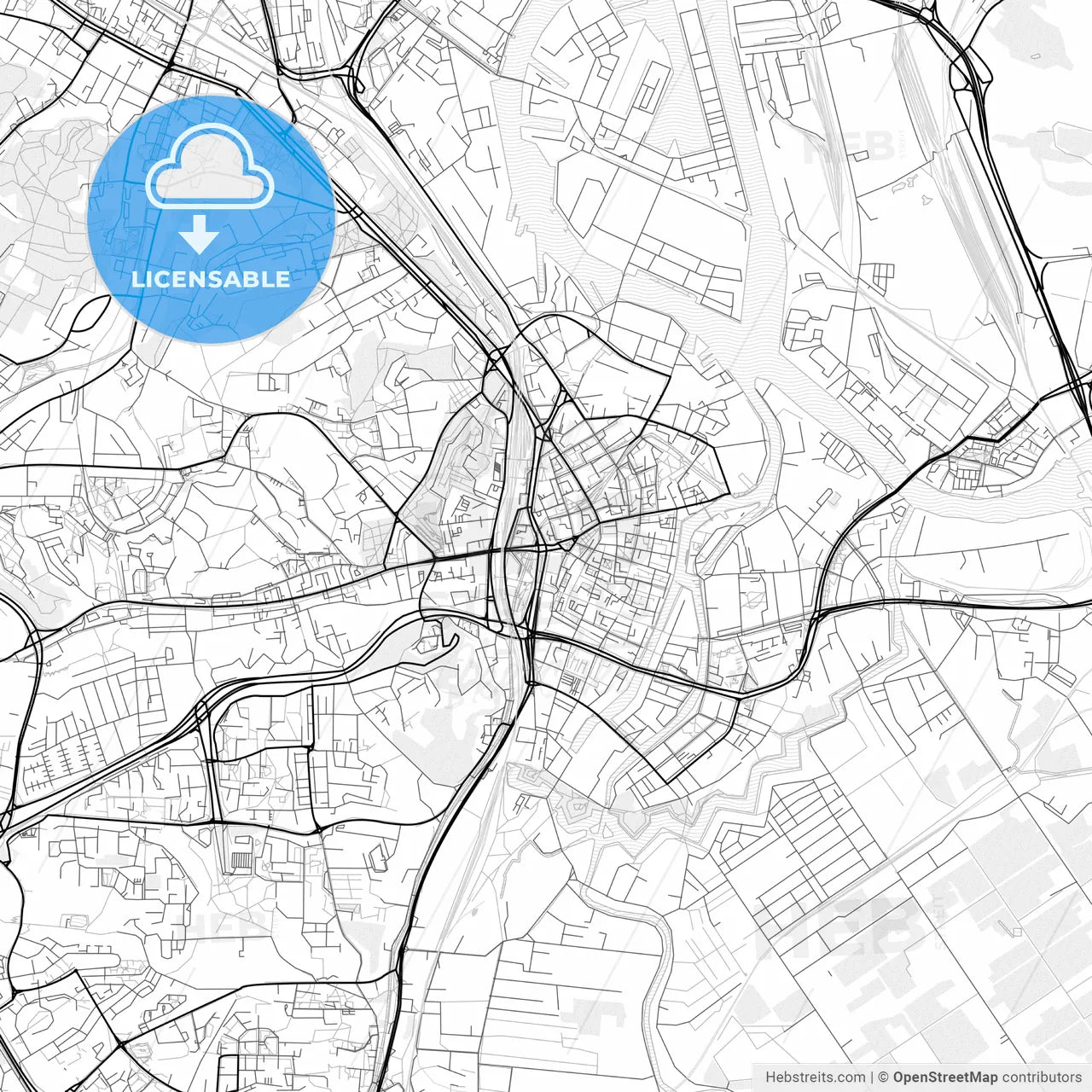 Vector PDF map of Gdańsk, Poland