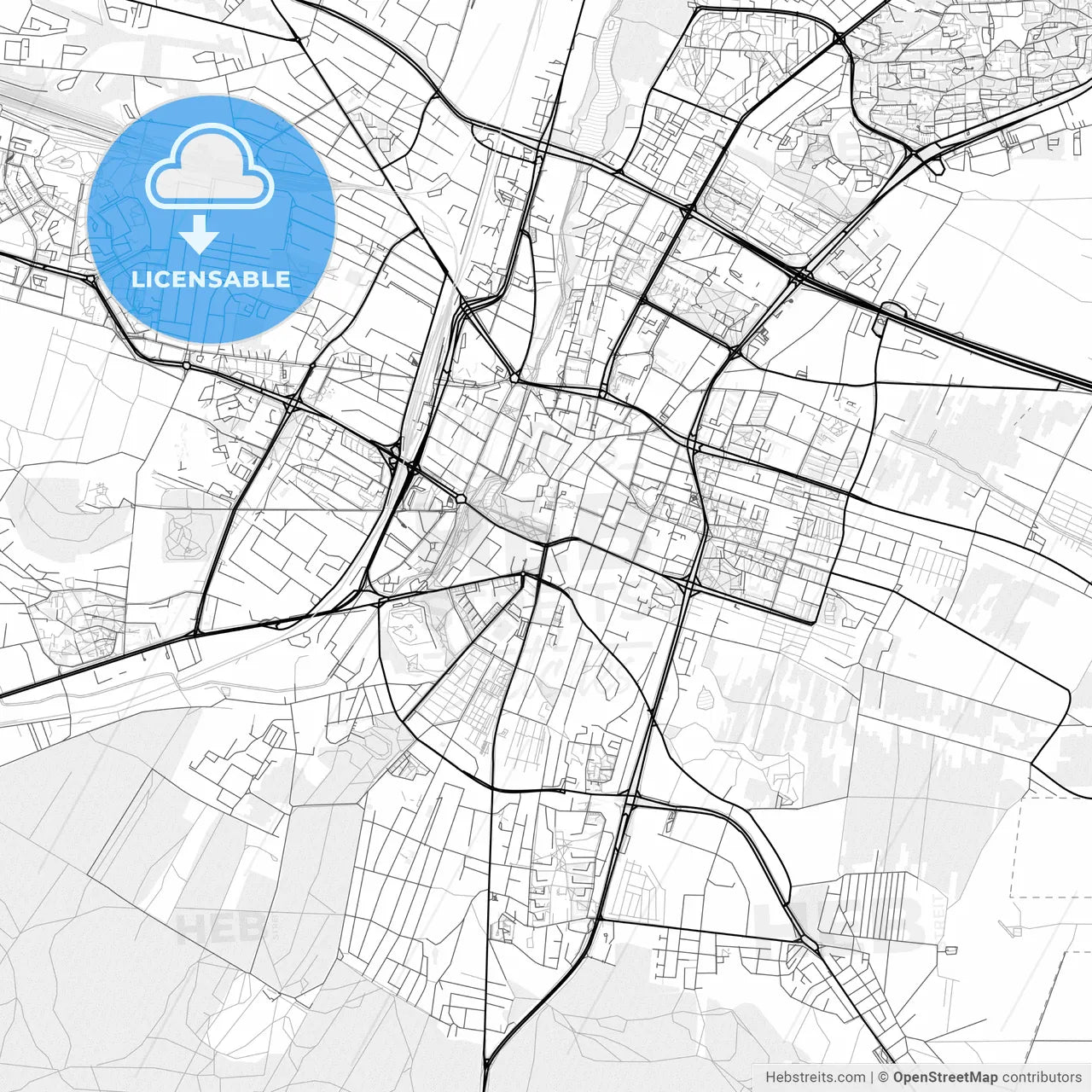 Vector PDF map of Kielce, Poland