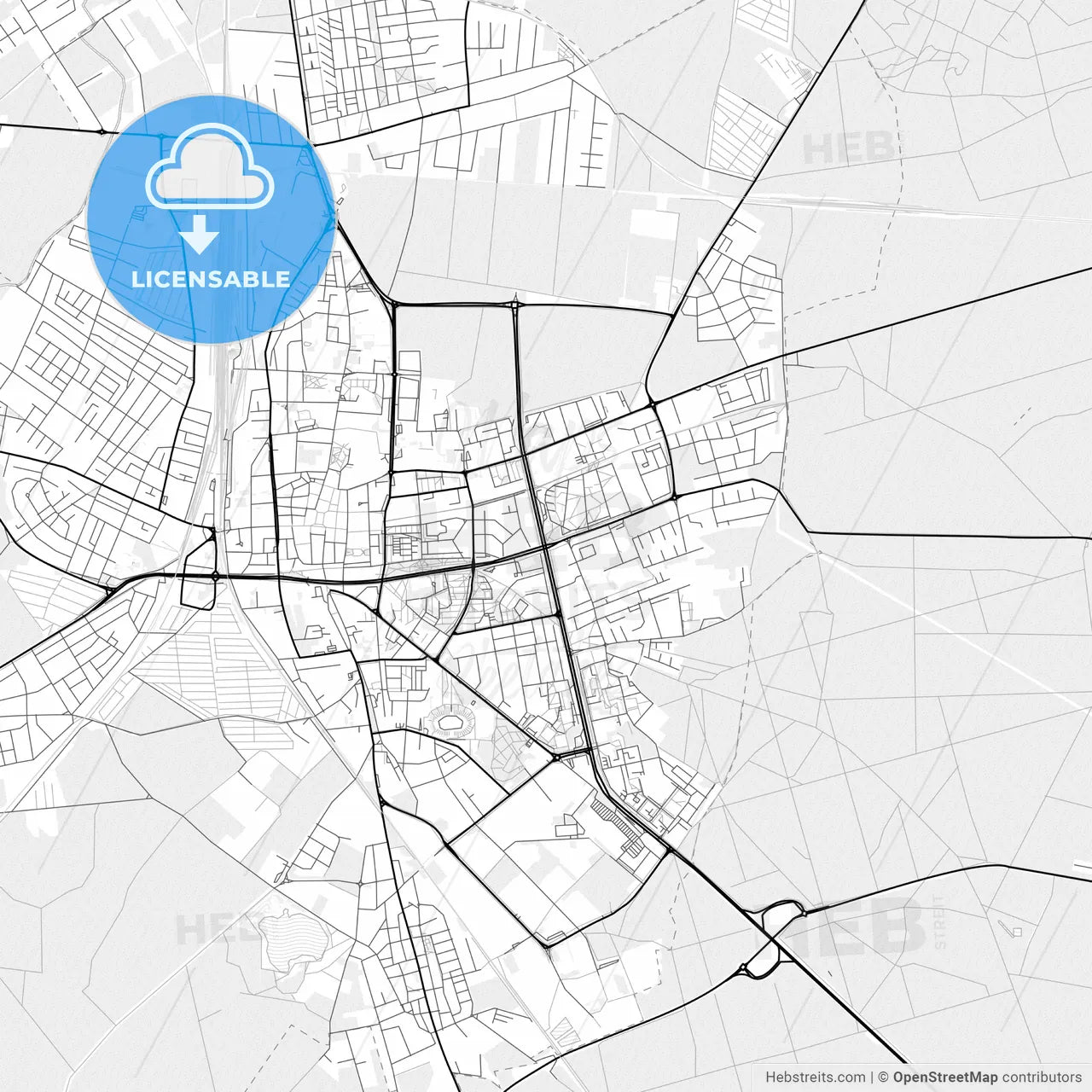 Vector PDF map of Leszno, Poland