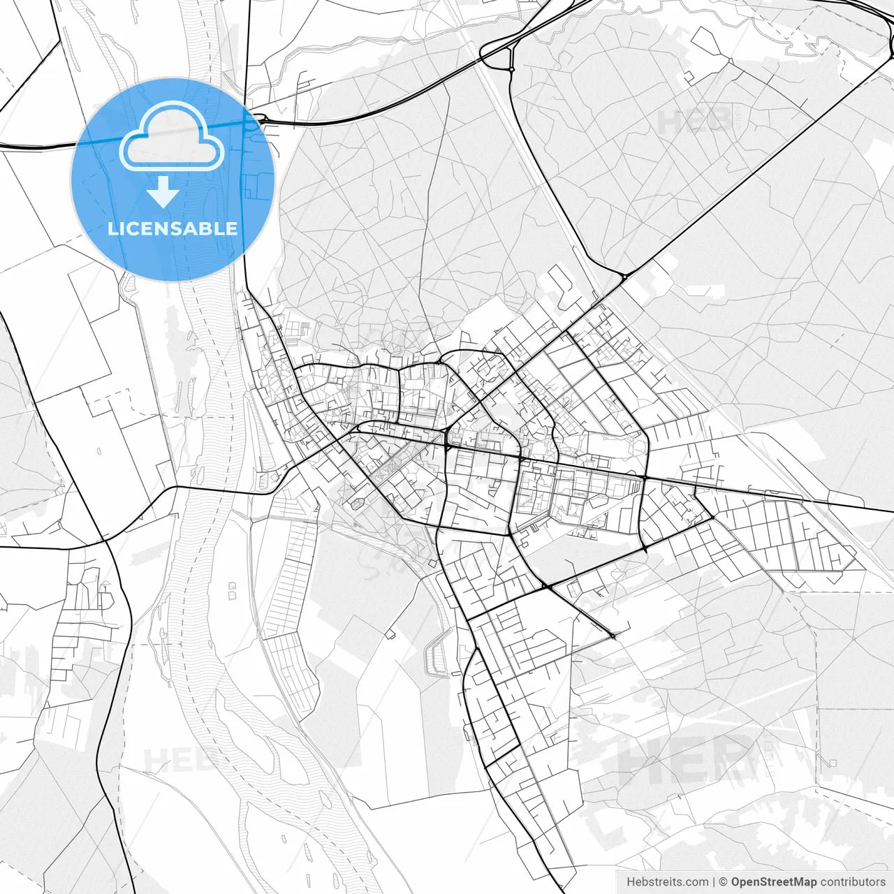 Vector PDF map of Puławy, Poland