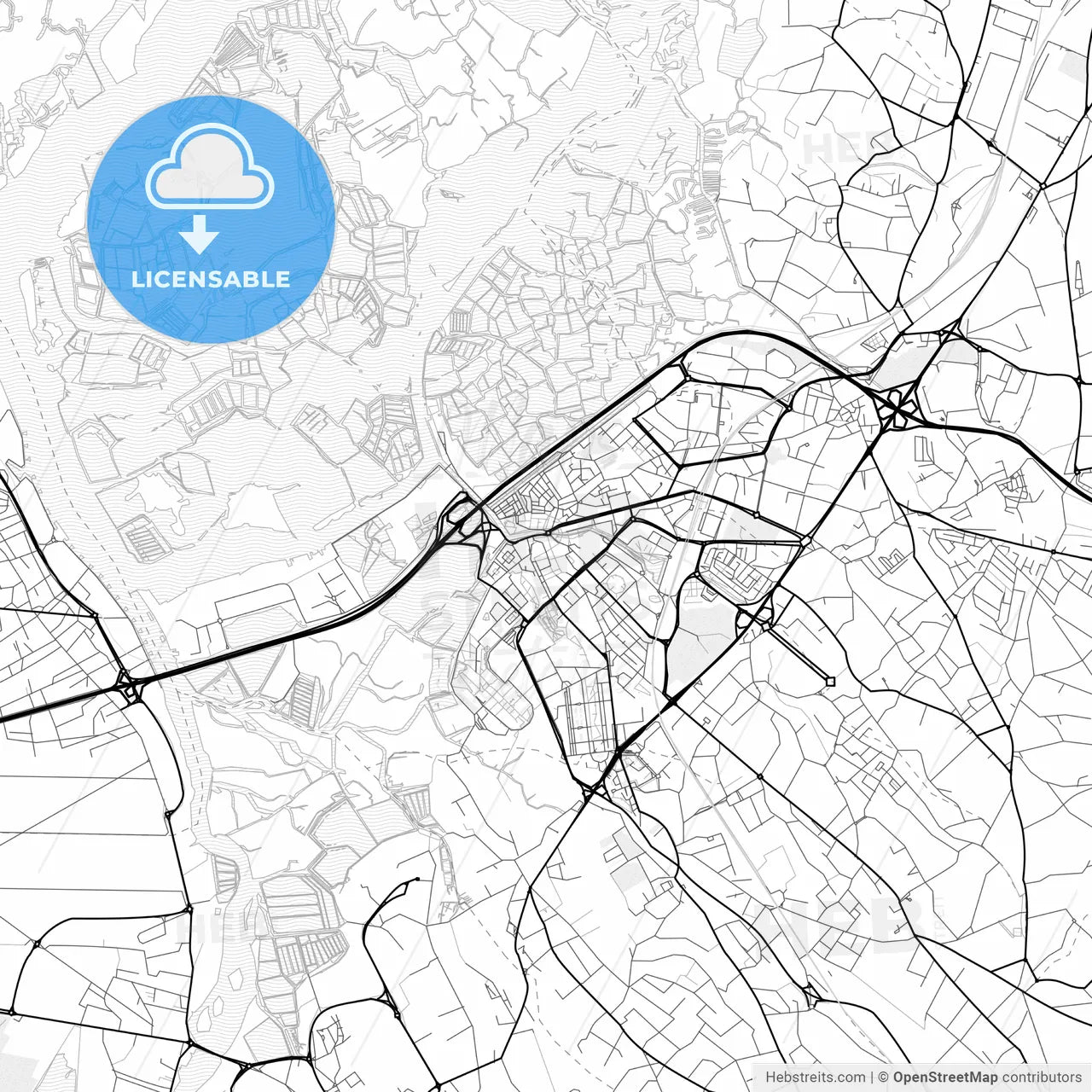 Vector PDF map of Aveiro, Portugal