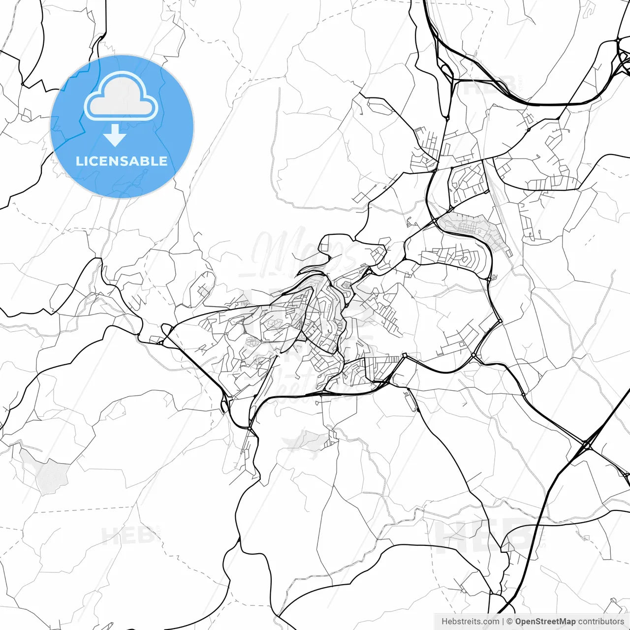 Vector PDF map of Guarda, Portugal