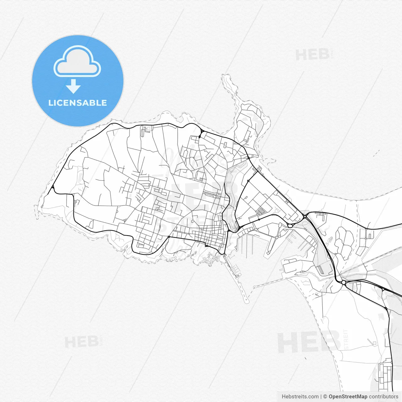 Vector PDF map of Peniche, Portugal