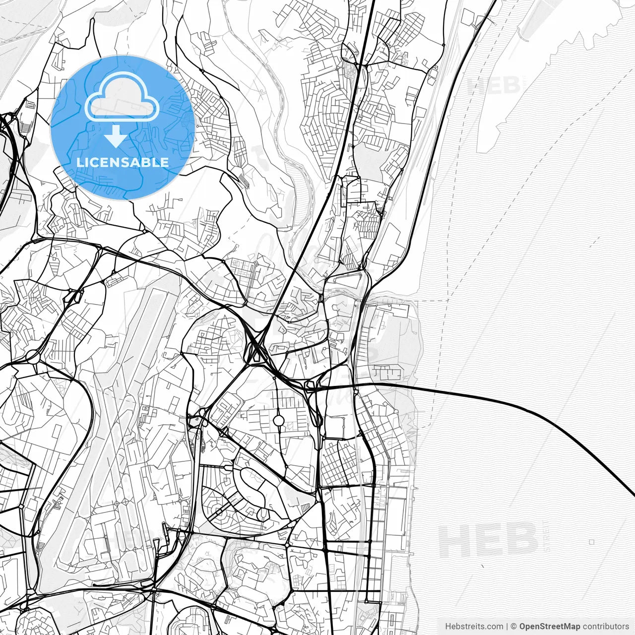 Vector PDF map of Sacavém, Portugal
