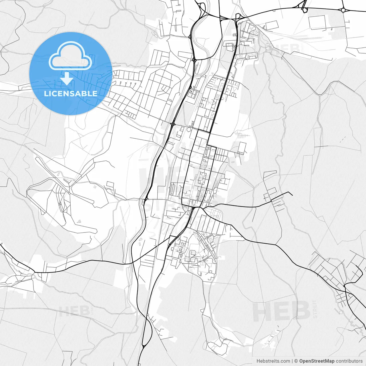 Vector PDF map of Martin, Slovakia