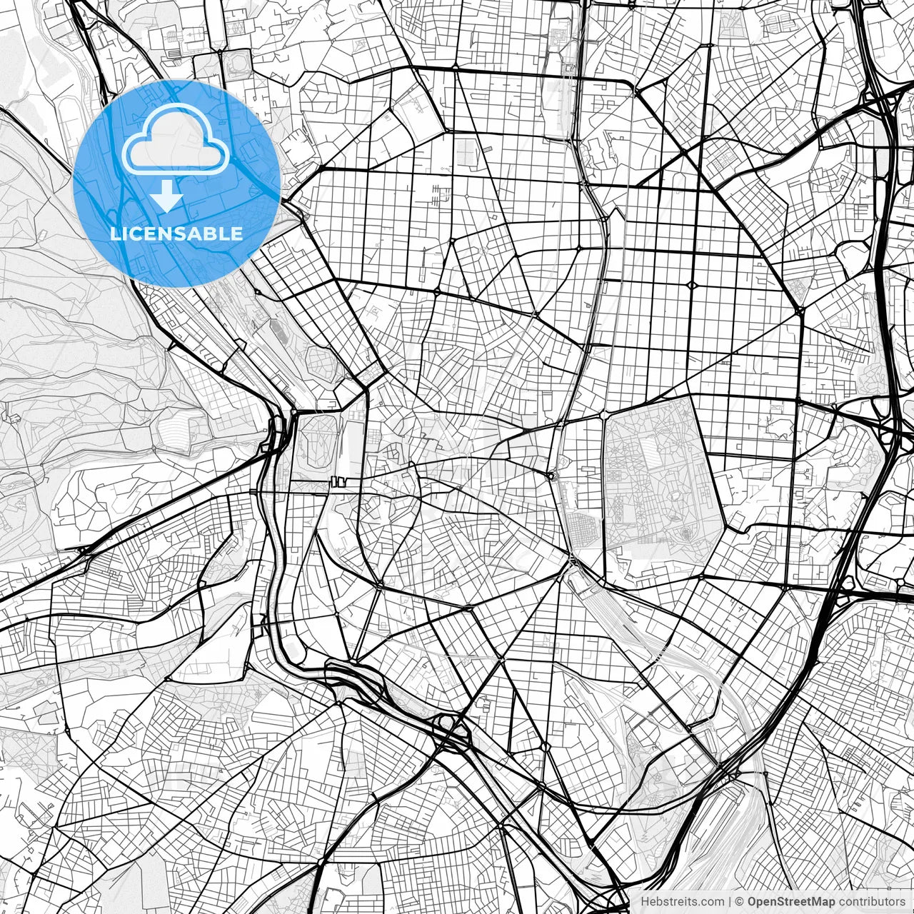 Vector PDF map of Madrid, Spain