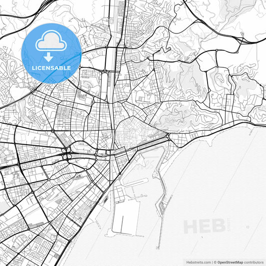 Vector PDF map of Málaga, Spain