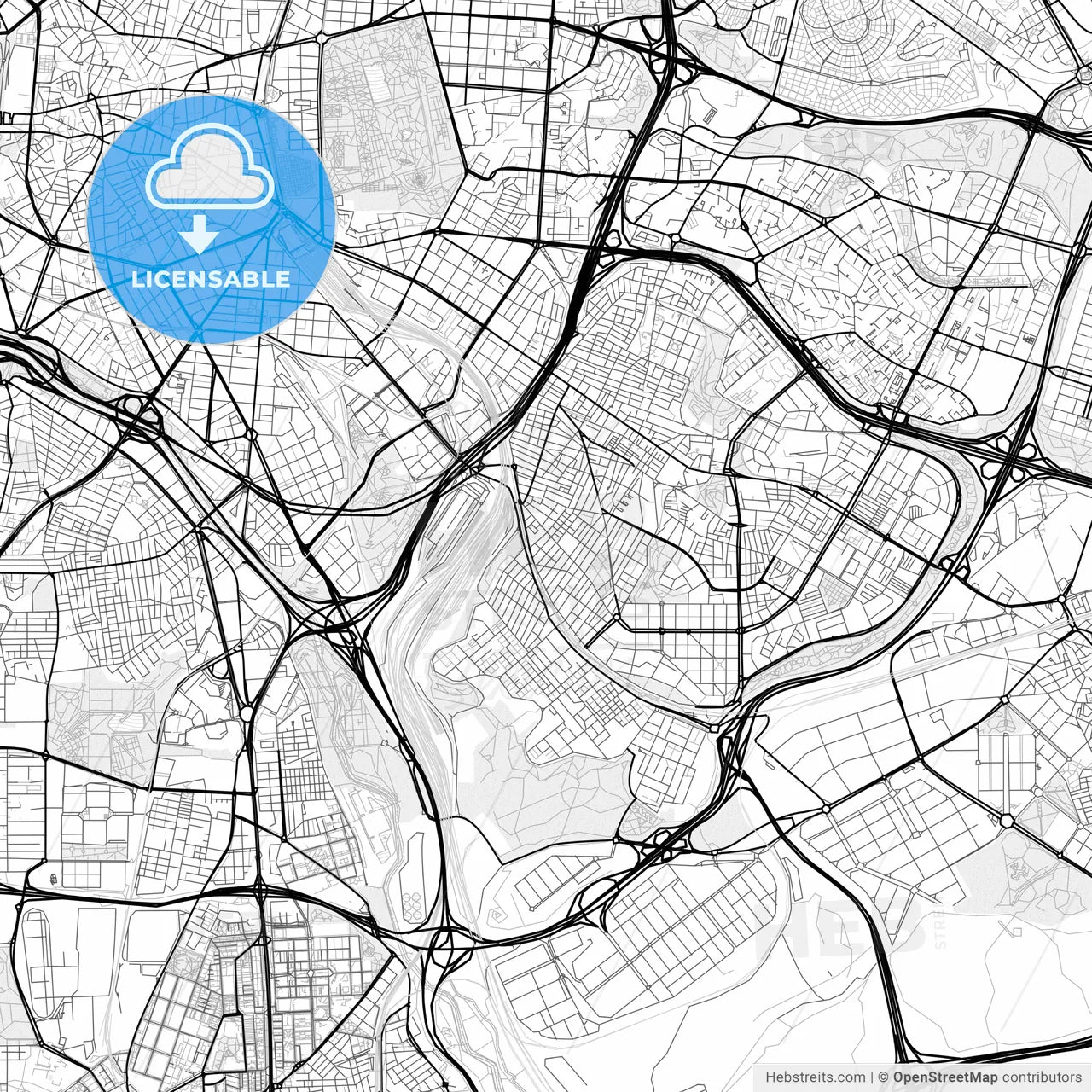 Vector PDF map of Puente de Vallecas, Spain