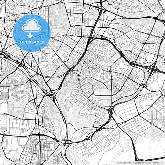 Vector PDF map of Puente de Vallecas, Spain