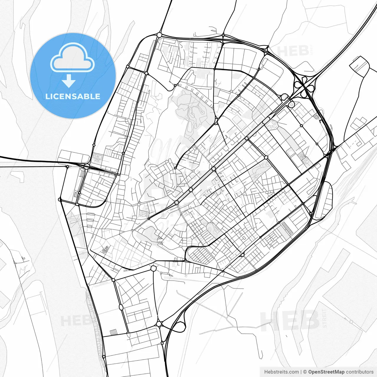 Vector PDF map of Huelva, Spain