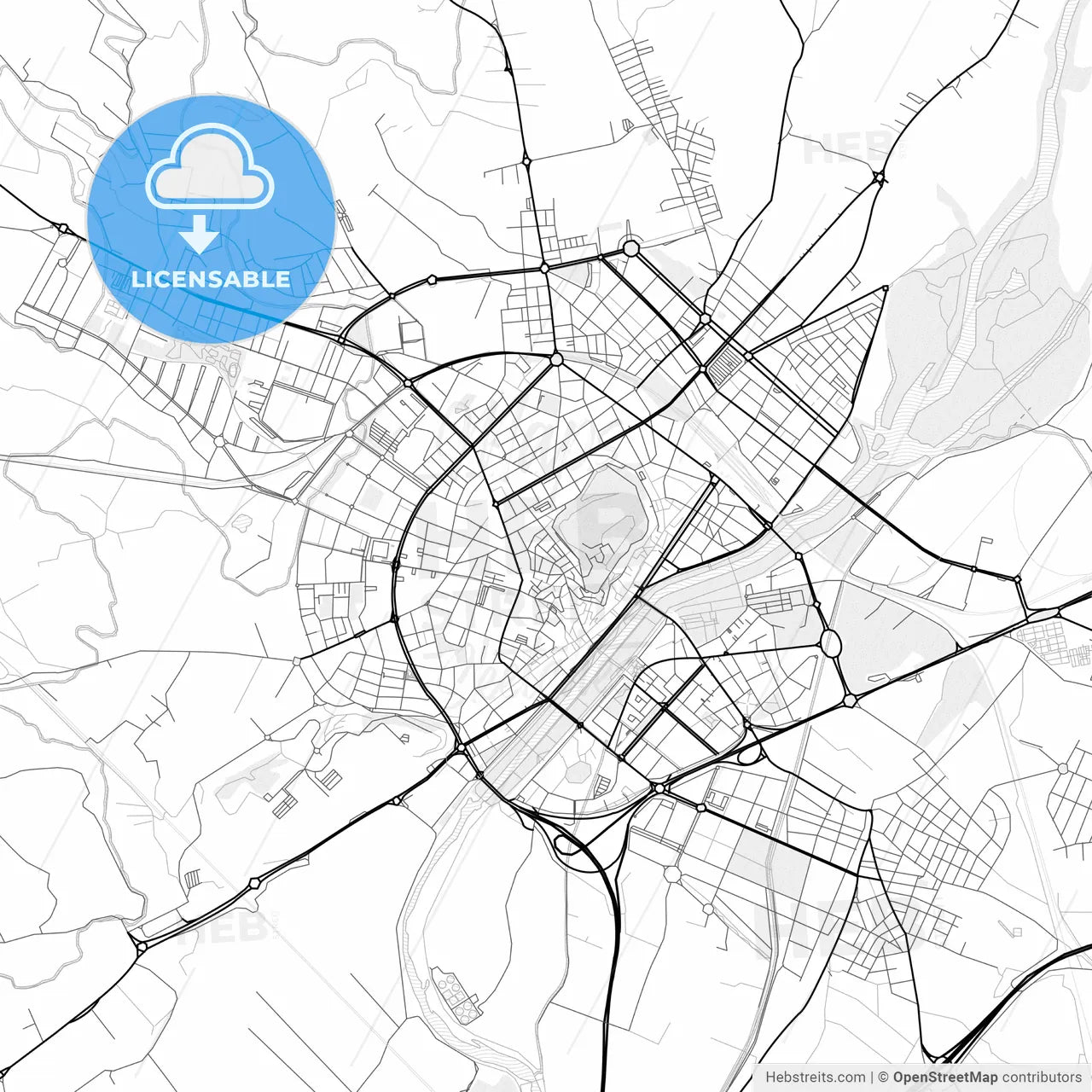 Vector PDF map of Lleida, Spain