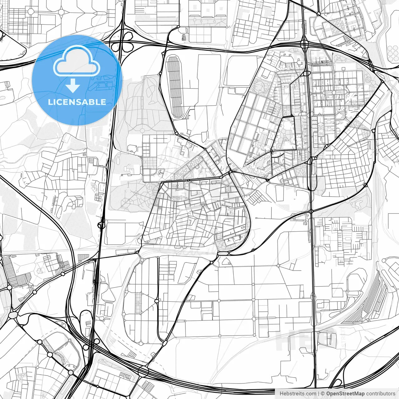 Vector PDF map of Villaverde, Spain