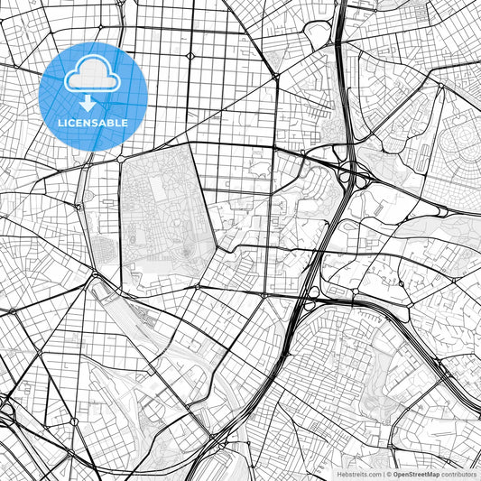 Vector PDF map of Retiro, Spain