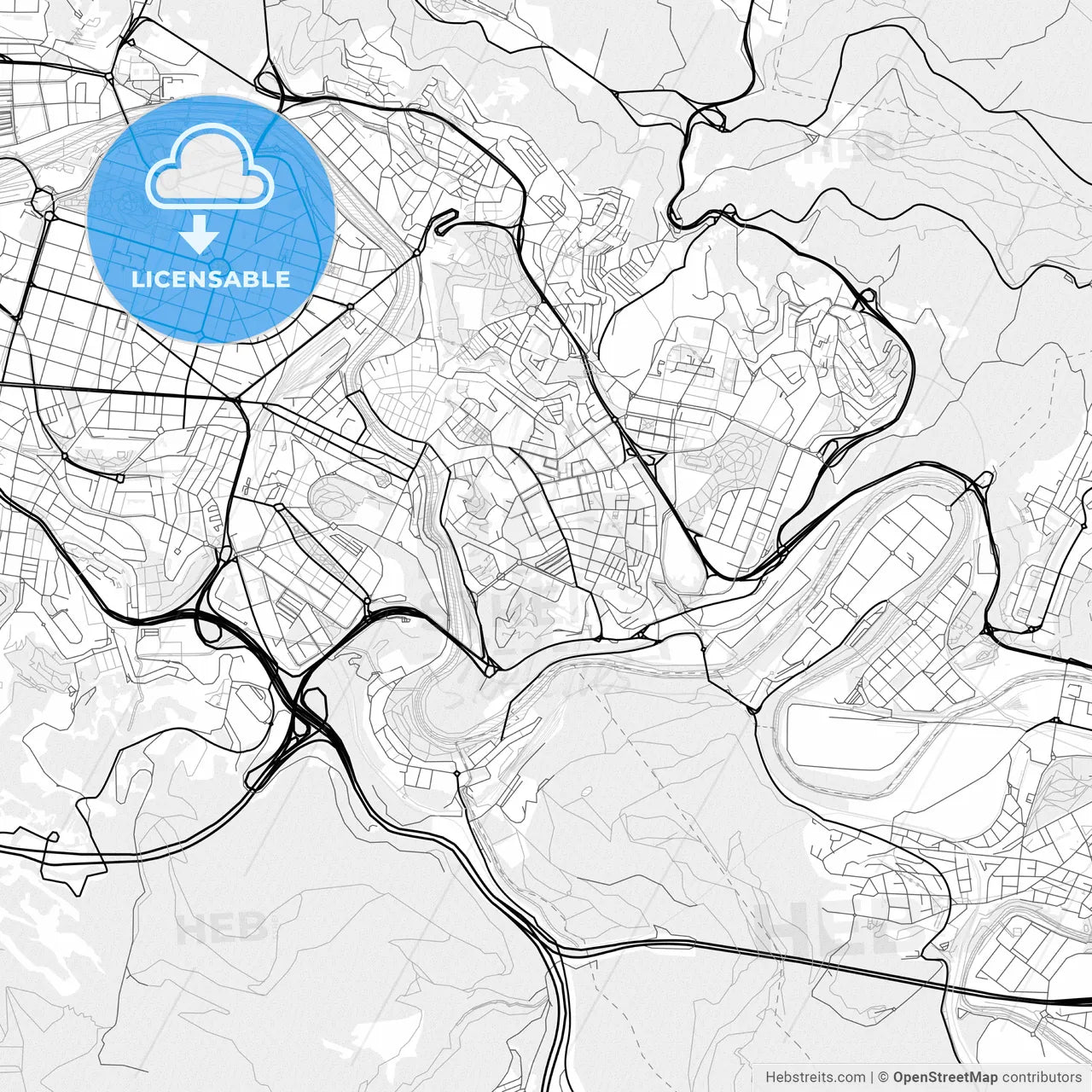 Vector PDF map of Santutxu, Spain