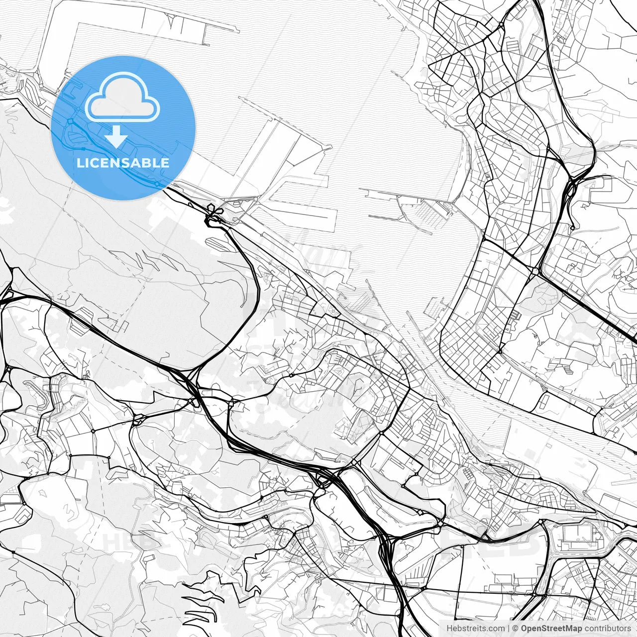 Vector PDF map of Santurtzi, Spain