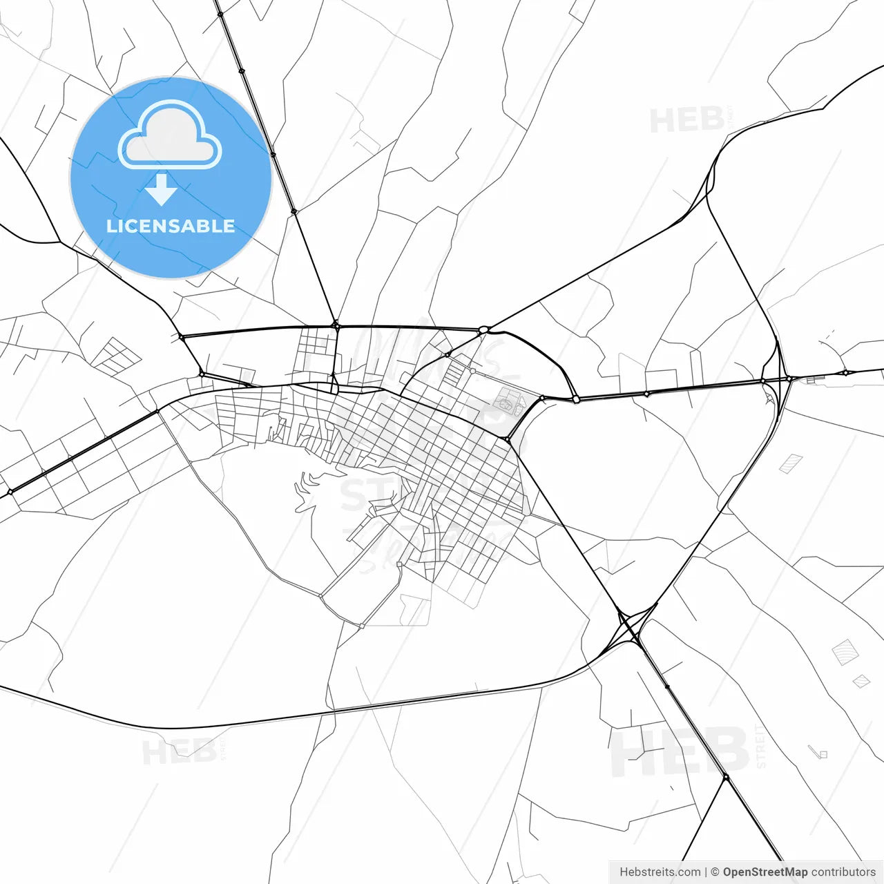 Vector PDF map of Yecla, Spain