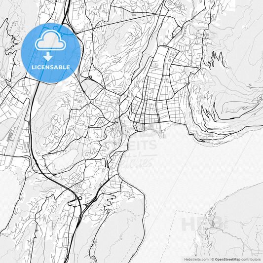 Vector PDF map of Lugano, Switzerland