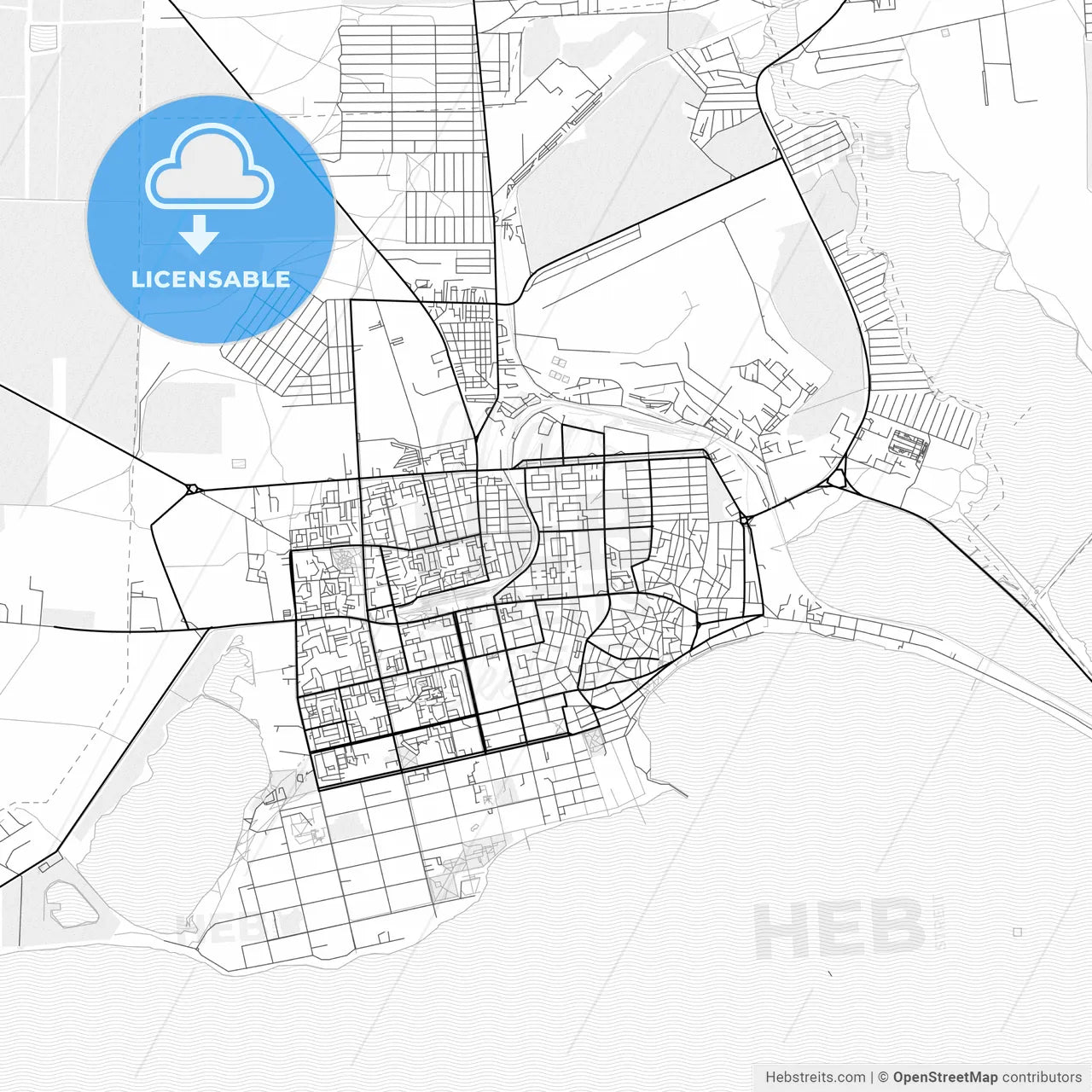 Vector PDF map of Yevpatoria, Ukraine