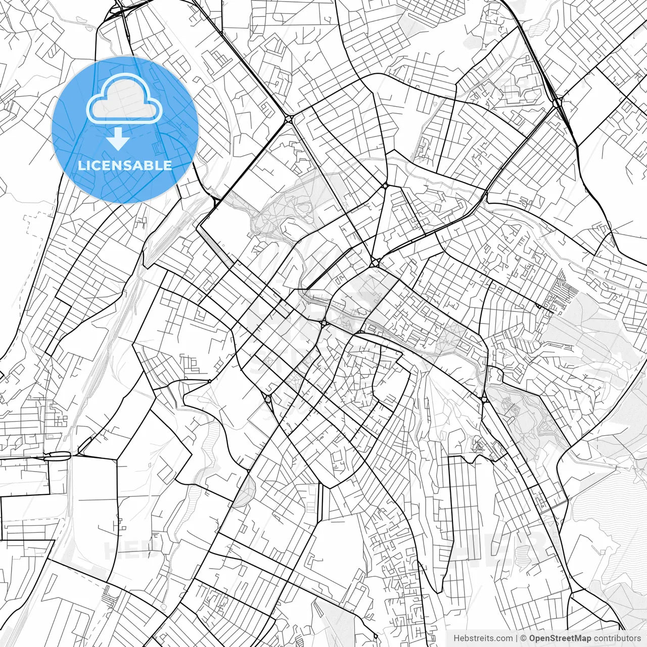 Vector PDF map of Simferopol, Ukraine