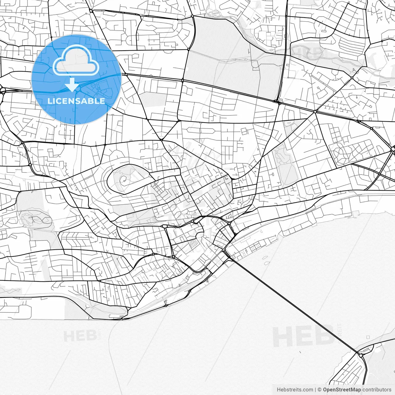Vector PDF map of Dundee, Scotland