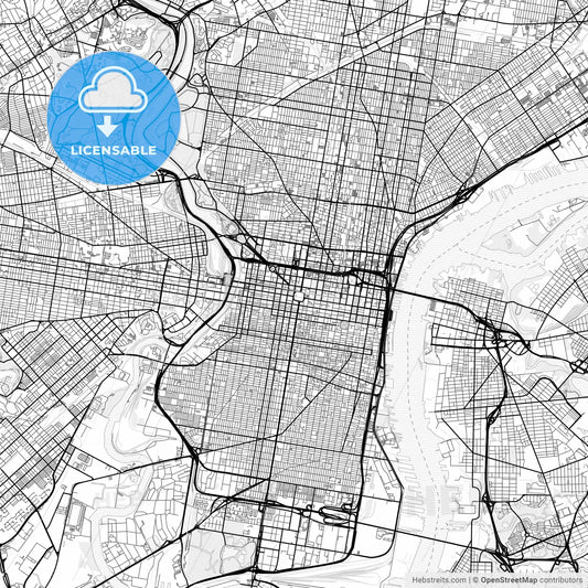 Vector PDF map of Philadelphia, Pennsylvania, United States