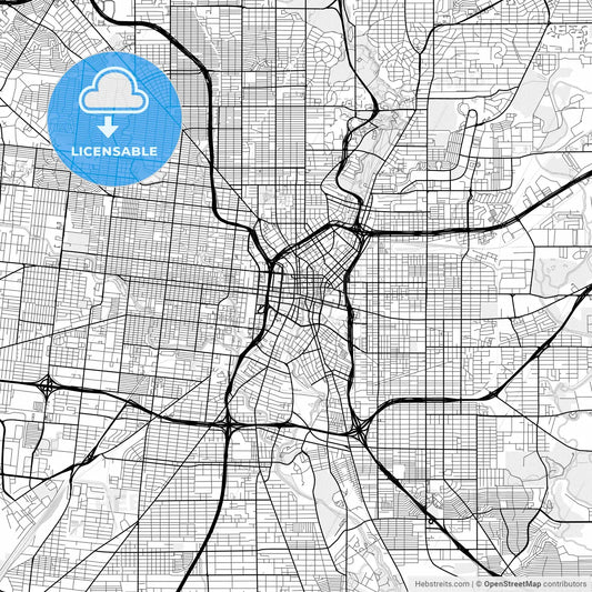 Vector PDF map of San Antonio, Texas, United States