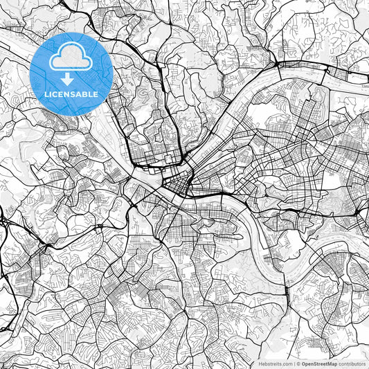 Vector PDF map of Pittsburgh, Pennsylvania, United States