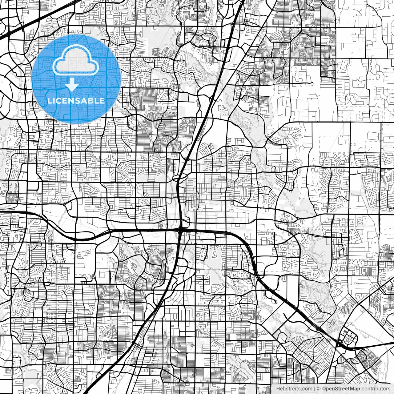 Vector PDF map of Plano, Texas, United States