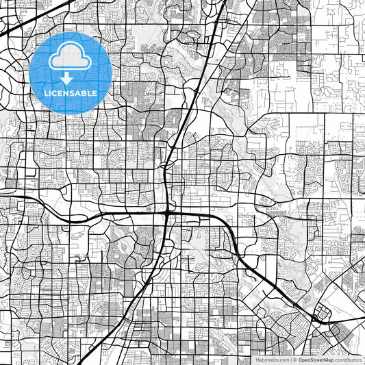 Vector PDF map of Plano, Texas, United States