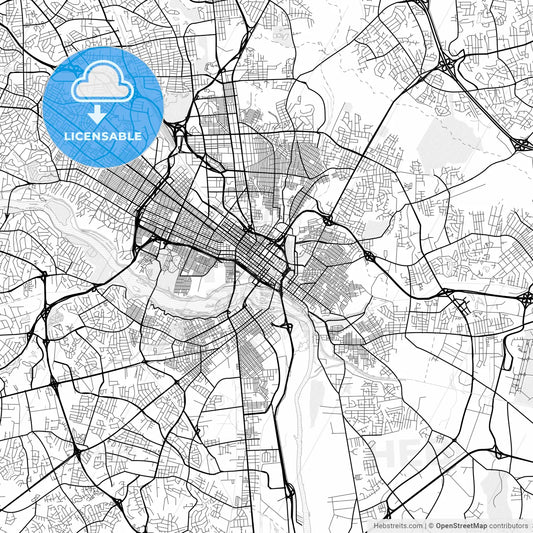 Vector PDF map of Richmond, Virginia, United States