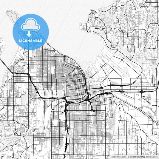 Vector PDF map of Tacoma, Washington, United States