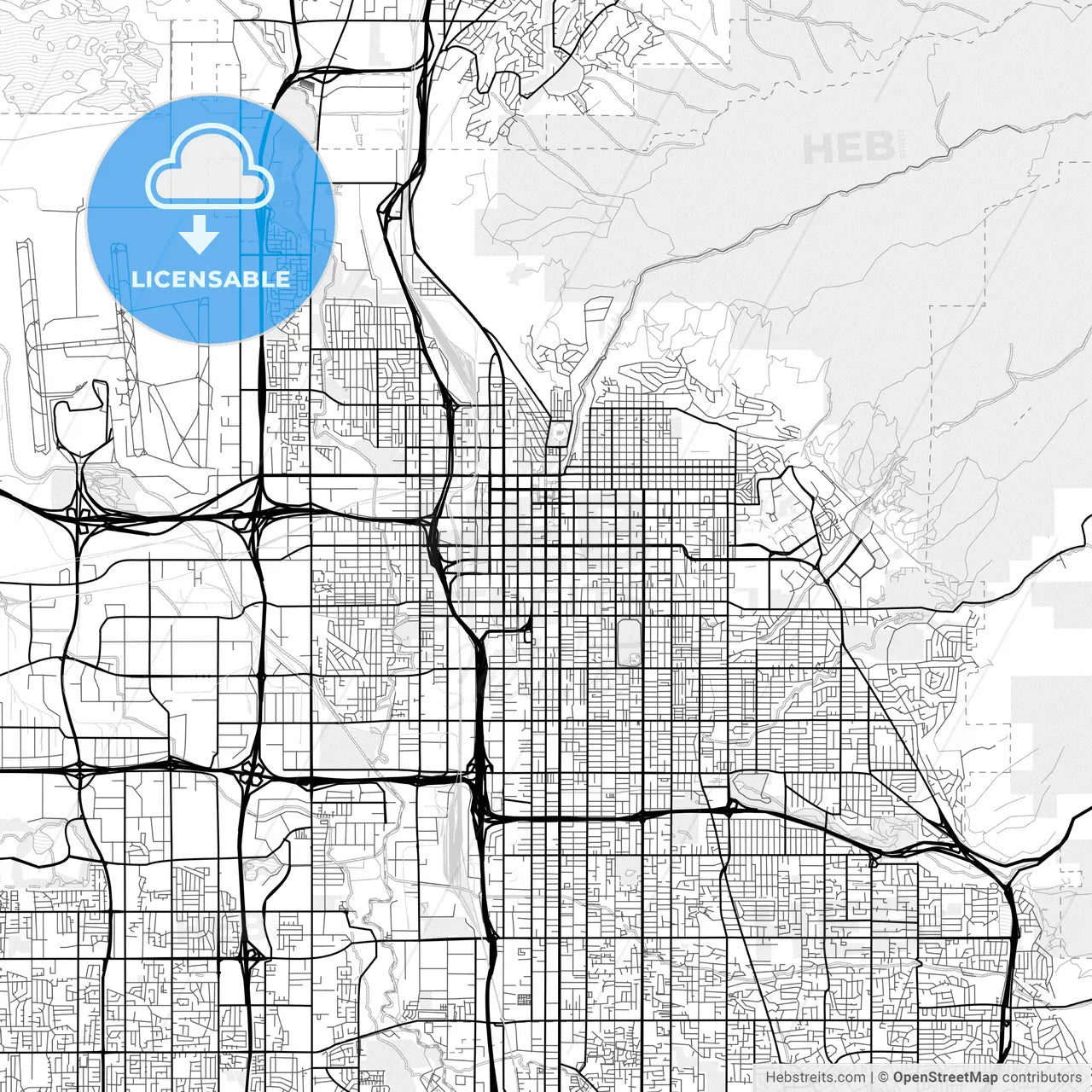 Vector PDF map of Salt Lake City, Utah, United States