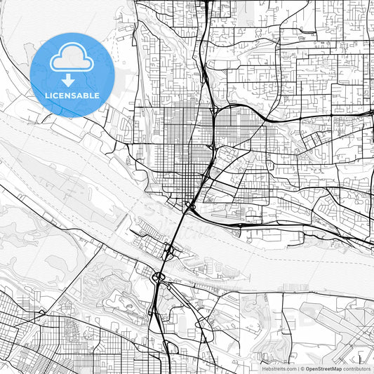 Vector PDF map of Vancouver, Washington, United States